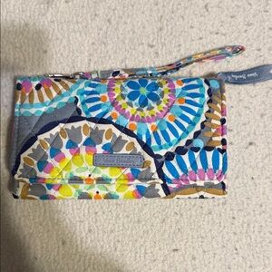 Vera Bradley Blue and Pink Patterned Wristlet
